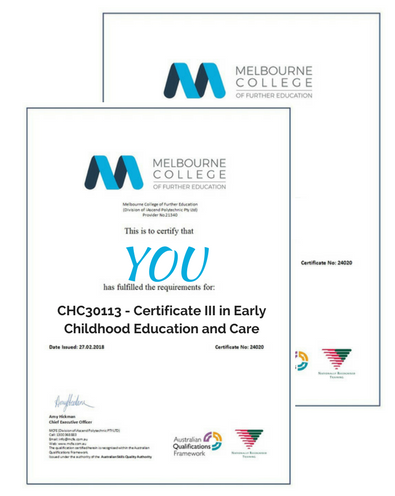 Certificate MCFE Cert III ECEC